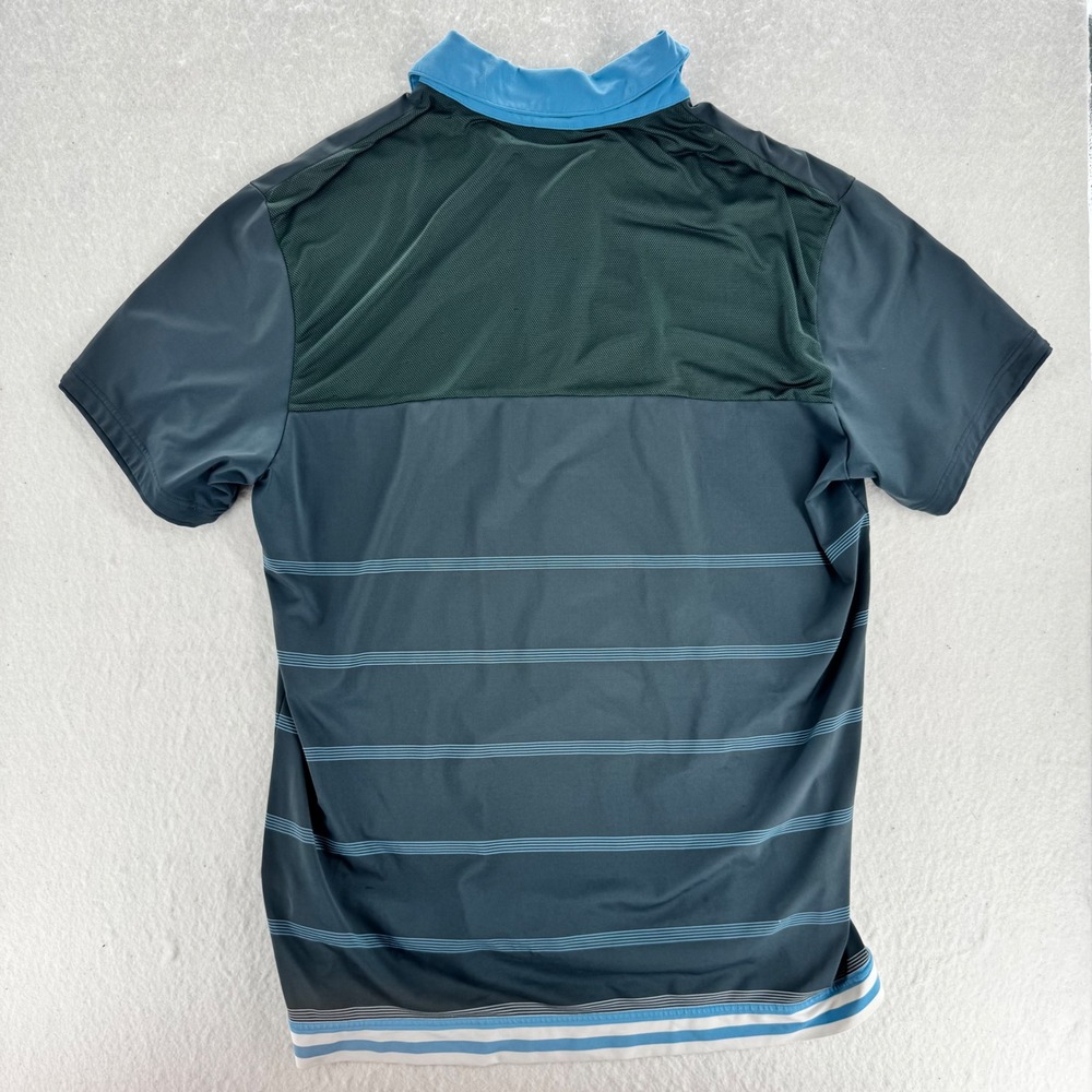 Nike - Polo Shirt Fit Dry Mesh Back Striped - Dark Grey Blue - XXL - Mens - Picture 2 of 7